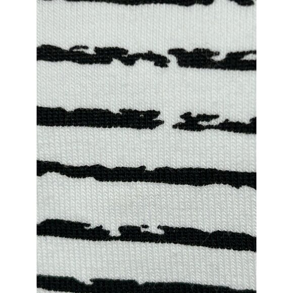 E.L.I Tunic Top XL Black White Stripes Long Sleeve V-Neck Buttons Arms Slits - Picture 10 of 15